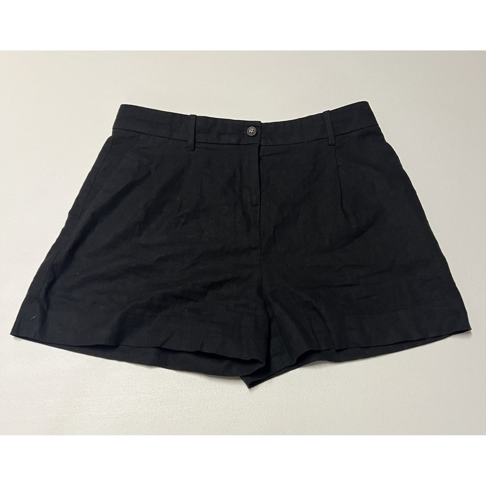Calvin Klein Linen Blend Shorts Women's Size 12 Black Casual Beach